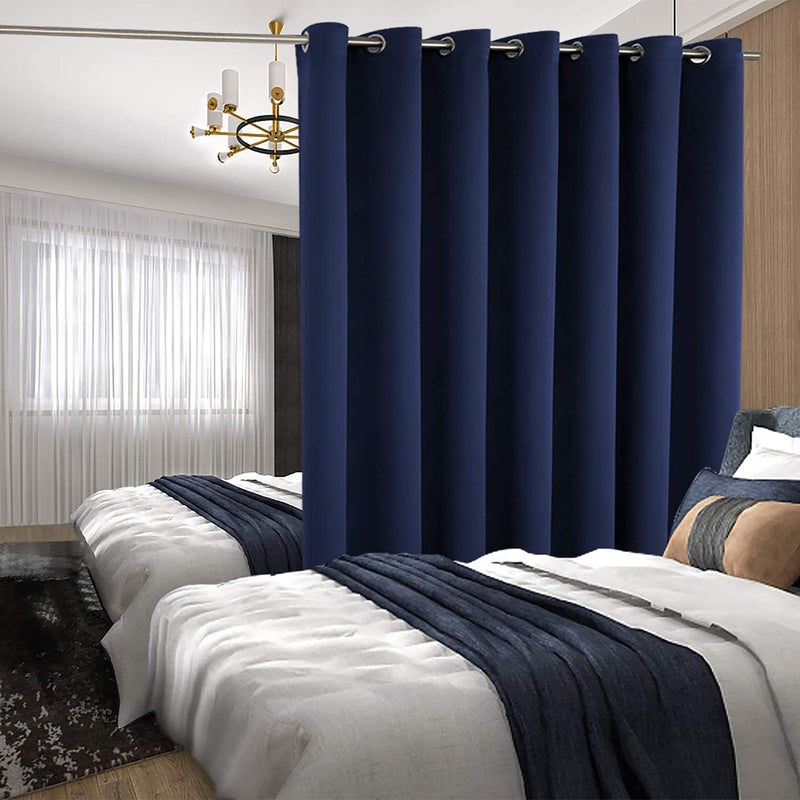 BGment Sliding Door Curtain 84 Inches Long - Blackout Thermal Insulated Grommet Room Divider Privacy Drape for Patio Glass Door, 1 Panel, Navy Blue, 100 Inch Extra Wide - Image 3